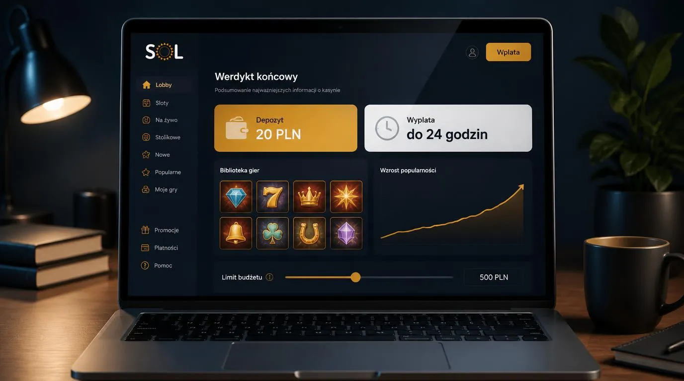 Panel kasyna z depozytem 20 PLN, terminem wypłaty do 24 godzin i kafelkami gier